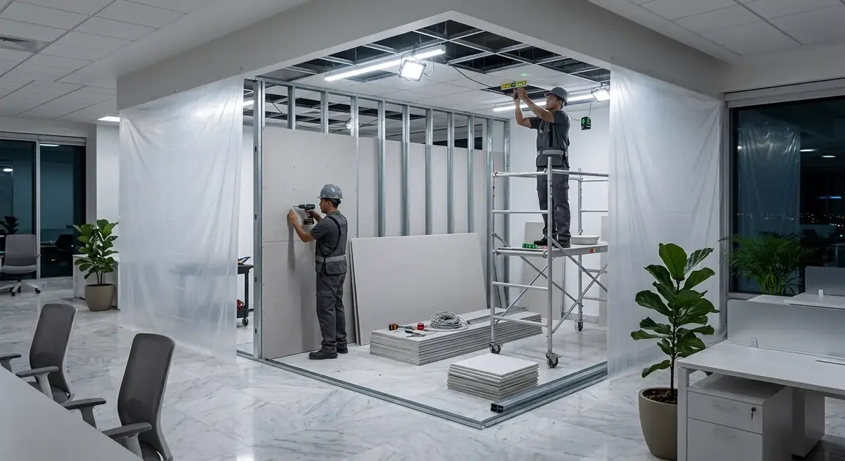 Instalación de tabiquería y cielo raso