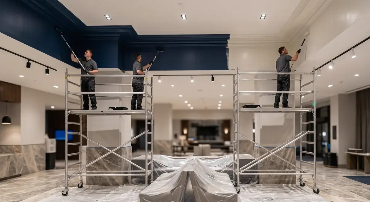 Remodelación de local con andamios